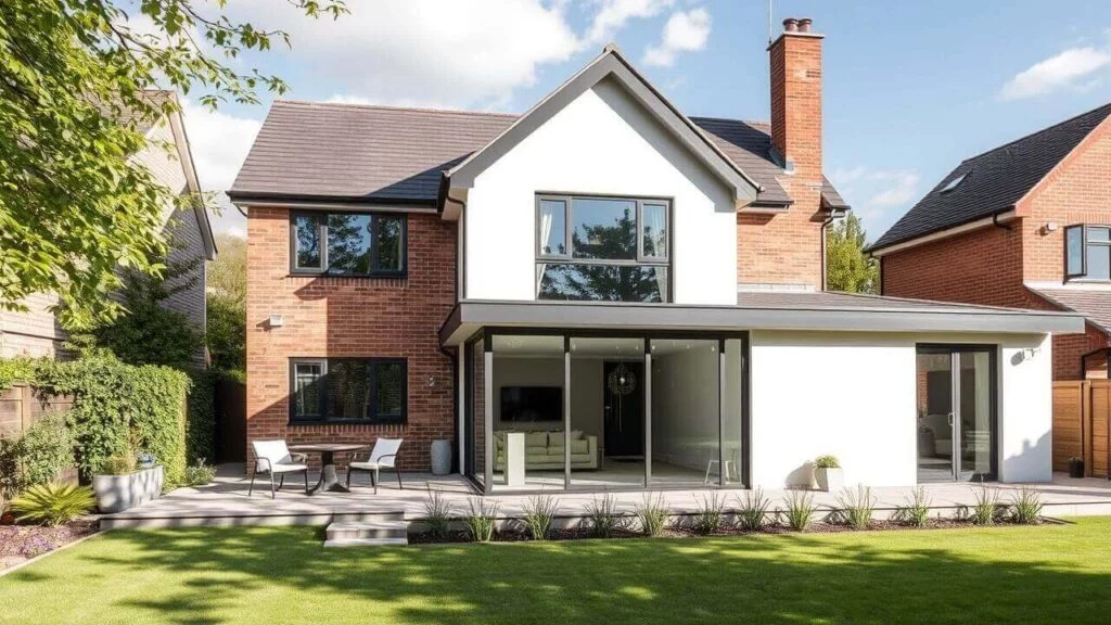 Modern house extension with large windows in Manchester